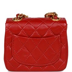 This Vintage Micro Belt Flap Bag is in Red lambskin with gold hardware, signature CC interlocking front snap closure on front flap, a rear half moon pocket, and an interwoven gold plated chain link and red leather handle that can be hooked onto an adjustable interwoven gold plated chain link and red leather waist strap. The interior is lined in Red leather and has no pockets. Collection: 1990Origin: FranceCondition: Vintage; Excellent-Mint - This bag retains its structure and there are slight si Chanel Box, Waist Strap, Sierra Leone, Vintage Chanel, Gold Plated Chains, Flap Bag, Handbag Backpack, Half Moon, Leather Handle