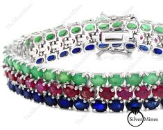 "This Listing is For- Gemstone Tennis Bracelet/ Multi Stone Bracelet/ Natural Ruby Emerald Sapphire/ 925 Sterling Silver/ Colorful Bracelet/ Women Silver Bracelet. PRODUCT CODE --- SM- 6082 STONE --- NATURAL RUBY SAPPHIRE EMERALD GEMSTONE BIRTHSTONE --- JULY SEPTEMBER MAY METAL --- 925 STERLING SILVER PRODUCTS TYPE --- BRACELET STONE DIMENSION --- 4x3 MM STONE WEIGHT --- 27 CTS. TOTAL WEIGHT --- 23.70 GRAMS Ruby benefits - In medical astrology, wearing a Ruby gemstone can restore vitality and he Multicolor Gemstone Tennis Bracelet As A Gift, Multicolor Gemstone Tennis Bracelet As Gift, Sterling Silver Multicolor Stone Bracelets, Multicolor Sterling Silver Bracelets With Stones, Multicolor Gemstone Tennis Bracelet, Elegant Multicolor Sterling Silver Bracelet With Stones, Elegant Multicolor Stones Sterling Silver Bracelet, Green Multi-stone Round Bracelets, Multicolor Gemstone Sterling Silver Bracelets