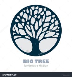 a tree with leaves in the shape of a circle, logo design for landscaping company