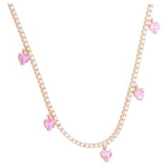 Check out this item from 1stdibs! 2.32 Carat Pink Sapphire 14 Karat Gold Tennis Diamond Heart Necklace: https://www.1stdibs.com/id-j_13604042 Group Outfits, Diamond Heart Necklace, Diamond Tennis Necklace, Diamond Necklace Designs, Heart Necklace Diamond, Diamond Choker, Modern Necklaces, Fine Jewelry Collection, Stunning Necklace