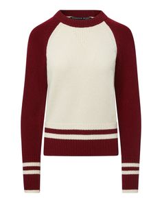 Ivory/Maroon Ralie Pullover The Ralie pullover is polished answer to lightweight layering. Knit from a wool-blend, this graphic style features contrast color raglan sleeves and striped trims. Wear with jeans and boots for a classic fall look. Graphic Style, Veronica Beard, Fall Looks, Ladies Boutique, Raglan Sleeve, Jeans And Boots, Stay Warm, Contrasting Colors, Wool Blend