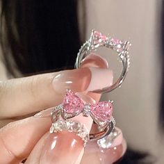 Be My Kitty Pinky Ring Y2k Rings, Desain Quilling, Fotografi Vintage, Bow Ring, Y2k Pink, Rings For Girls, Fancy Jewelry, Pink Ring, Girly Jewelry