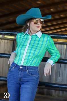 LIME AND TEAL PIN STRIPE PERFORMANCE RODEO SHIRT (ADULT) – Ranch Dress'n Long Sleeve Tops For Summer Rodeo, Summer Long Sleeve Tops For Rodeo, Fitted Pinstripe Tops For Summer, Fitted Pinstripe Summer Tops, Fitted Casual Shirt For Rodeo, Casual Fitted Shirt For Rodeo, Fitted Short Sleeve Top For Rodeo, Fitted Tops For Rodeo In Fall, Fitted Western Tops For Summer