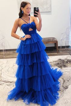 Be the talk of the town in this stunning blue print halter keyhole ruffle tiered long prom dress! Luxurious organza fabric creates a beautiful silhouette that will make you the center of attention. The keyhole, ruffles, and tiered skirt add an extra touch of elegance, perfect for any formal occasion. Be the belle of the ball with this beautiful dress!


SKU: MD0630
Organza Fabric
Floor Length
Size: US 0-26 W. Check our Size Chart to get your correct size. 
Recommend custom size for plus size.
Free custom size service is available. Email your exact measurements once order is placed. 
Fully lined & Built with bra
Processing time: 10-15 business days. 
If you want to speed up your dress processing time, please put in the link of rush order fee into your shopping cart to check out with the ite Lavender Prom Dresses, Prom Dress Trends, Navy Blue Prom Dresses, Prom Dress Shoes, Prom 2024, Black Homecoming Dress, White Homecoming Dresses, Royal Blue Prom Dresses, Red Homecoming Dresses