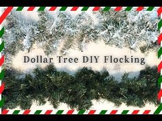 the dollar tree diy flocking banner is decorated with red, green and white stripes