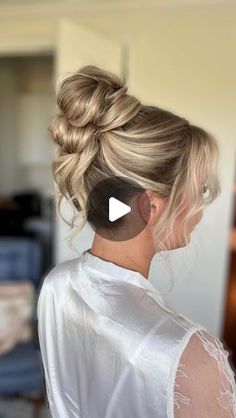 Charleston Bridal Hairstylist on Instagram: "When you bring your bride to tears 😭  Rachael was torn between two styles: the high bun and a half-up ponytail.   There was no time for a bridal preview since Rachael had just 2 weeks and was coming from out of town (fellow northerner, Long Island, NY 🥰) to plan an intimate wedding with her closest friends and family. She was prepared for either style, knowing she would need clip-in extensions if she decided on the half-up, which she had just in case. 🩷  She waited until her wedding day to decide, basing it on the weather. Last Sunday was a hot day 🥵 so she opted for the high bun😍 She showed me a couple of photos of how she wanted the bun and face framing, preferring a bun look over a French twist updo.  When I handed her the mirror after I High Bun With Hair Piece, Wedding Hair Updos With Extensions, High Updo Wedding Hair With Veil, Hair Do Long Hair Wedding, Double Bun Wedding Hair, High Bun With Pieces Out, How To High Bun Updo, Half Up For Long Hair Wedding, High Veil Placement Bridal Updo