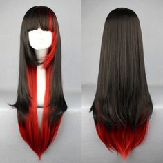 Full Wig Long Curly Straight Synthetic Hair Black Red Wigs Ombre Cosplay Party Anime Wigs, Cosplay Hair, Kawaii Hairstyles, Red Wigs, Ombre Wigs, Long Straight Hair, Anime Hair, Hair Inspo Color, Cosplay Wig