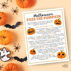 a printable halloween pass the pumpkin