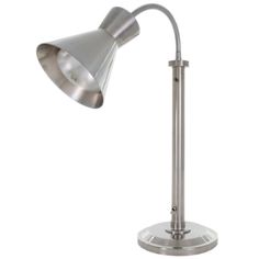 a silver desk lamp on a white background with clipping for the light to illuminate it