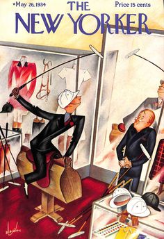 the new yorker magazine cover shows two men in an office