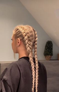 Blonde Braids White Women, Long Blonde Hair Styles Braids, Cute Plaited Hairstyles, Types Of French Braids, Braided Hairstyles For Teens White, Russian Braids Hair, 2 Braids Aesthetic