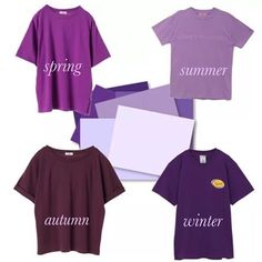 six different t - shirts with the words spring, summer and autumn printed on them