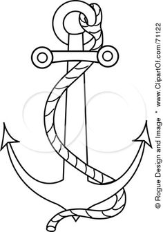 an anchor is shown in this black and white outline art printable design by person