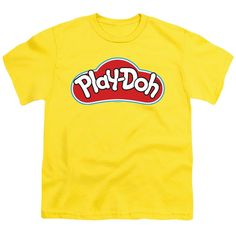 An officially licensed Play Doh kids shirt. * Boys, and Kid's shirts are made from a comfortable 100% Cotton. *Hoodies are made from a comfortable Cotton/Polyester blend. This is the perfect apparel for all who remember the colorful modeling compound. ~Tag us and post a picture of you wearing this shirt on Instagram and receive a $5 discount on your next order~ @Buycoolshirts Returns/Exchange Form: If you suspect the product is defective or an incorrect item has been sent, please email us first. Play Doh Party, Logo Yellow, Yellow Tees, Mens Workout Shirts, Printed Clothing, Yellow T Shirt, Top Baby Products, Kids Logo, Play Doh