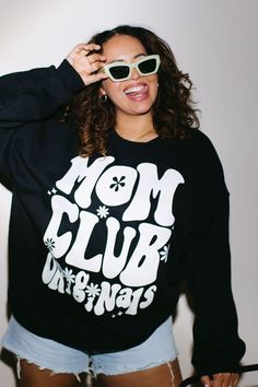 MOM CLUB ORIGINALS crewneck sweatshirt. Want to be the coolest mom on the playground? Shop Slyfox Threads! Head to our profile to shop & follow us for more young mom outfits, spring outfits, summer mom outfits, edgy mom style, sporty mom outfits, trendy mom outfits, cool mom style, cute mom outfits, summer mom outfits, mom shirts, spring mom outfits, boho mom style, casual mom style, trendy mom outfits summer, modern mom outfits, mom style summer Spring Crew Neck Sweatshirt With Screen Print, Spring Crew Sweatshirt With Screen Print, Mom Shorts Outfit Summer, Trendy Mom Outfits Summer, Modern Mom Outfits, Mom Shorts Outfit, Spring Mom Outfits, Sporty Mom Outfits, Boho Mom Style