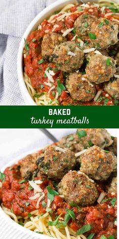 two pictures showing different types of baked meatballs