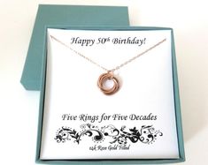 60th Birthday Rose Gold Necklace 60th Birthday Gift for | Etsy Rose Gold Jewelry Birthday Gift, Rose Gold Jewelry With Hallmark For Birthday Gift, 60th Birthday Rose Gold, Pandora Jewelry Necklace, Birthday Rose Gold, Birthday Roses, Birthday Gift For Women, Happy 50th Birthday, Rings Necklace