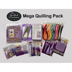 the mega quilting pack includes many different colors and patterns, including scissors, thread, needles