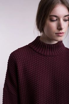 Knitted "rice cubes" pullover - dusty pink and burgundy – mila.vert