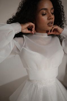 Organza Wedding Blouse with Long Sleeves & High Neck | Wedding Accessories for Brides – Olivia Bottega Blouse Organza, Olivia Bottega, Wedding Accessories For Bride, Blouse With Long Sleeves, Organza Blouse, Organza Wedding, Wedding Blouse, Bra Cup Sizes, Too Cold