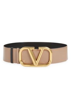 An archival VLOGO buckle boldly brands a smooth calfskin belt that reverses for double the styling options. 2 3/4" belt width; 6" x 3 1/2" buckle Leather Made in Italy Gift Kit, Diy Kits Gift, Curator Style, Belts For Women, Valentino Garavani, Belt Buckles, Leather Belt, Calf Skin, Top Brands