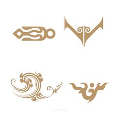 four different types of tattoos on white background