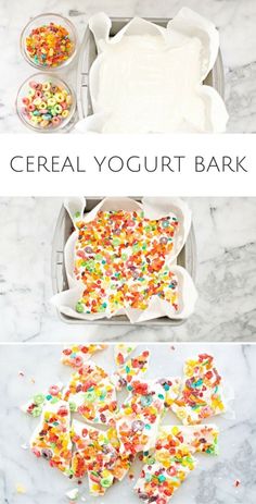 cereal yogurt bark is an easy snack for kids to make