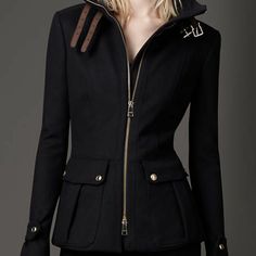 In Used Condition. Does Have Some Tearing In The Lining. Is Missing One Of The Leather Neck Buckles. Elegant Outerwear With Zipper Closure For Work, Designer Outerwear With Zipper For Work, Elegant Tailored Outerwear With Zipper Closure, Elegant Winter Blazer With Zipper Closure, Elegant Office Outerwear With Zipper Closure, Burberry Coat, Burberry Jacket, Plum Purple, Funnel Neck