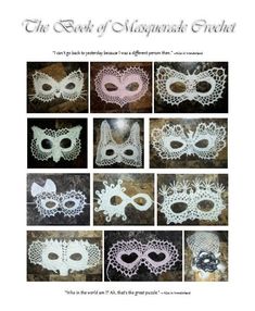 several masks are shown with the words, the spirit of masquerade crochet