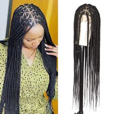 PRICES MAY VARY. 【Trendy Big Triangle Braided Design】This handmade lace braided wigs has a triangle knotless part on top of the hair,and our knotless box braids wigs are by professional styling designer,every braids is beautiful done,natural looking as your real hair,give you a new visual experience and tactile experience. With this gorgeous black braided wigs,you can have a unique braid style and show your unique beauty in your daily life. don't wait..Buy her.. 【DIY Multiple Hairstyles】If you a Box Braided Wigs, Triangle Braids, Unique Braids, Full Lace Front Wigs, Front Braids, Lace Braid, Box Braid Wig, Braided Wigs, Braided Wig