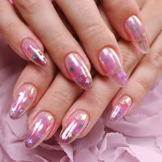 Nail Art With Stars, Jelly Nail Art, Nails With Stars, Nails Jelly, Jelly Nail, Edgy Nails, Transparent Nails, Her Nails, Jelly Nails