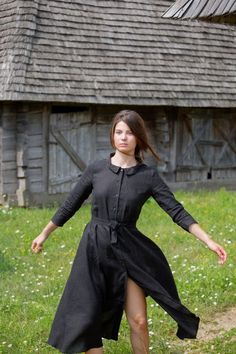 Long linen dress with buttons, collar and belt.  The belt is not attached so you can wear your dress with another belt if you prefer. This dress is made of high quality medium weight European linen.   FIT The dress is true to size.  The model in the picture is 172 cm tall, has 61 kg and wears size M. The measurements of the garment around the bust area are: XXS84 cm / 33.07 in XS88 cm / 34.64 in S:92 cm / 36.22 in M:96 cm / 37.79 in L:100 cm / 39.37 in XL:104 cm / 40.94 in Length: 131 cm / 51.57 Fitted Belted Linen Dress For Daywear, Formal Linen Belted Dress, Formal Belted Linen Dress, Formal Fitted Linen Shirt Dress, Fitted Linen Shirt Dress For Formal Occasions, Spring Linen Dress With Belted Cuffs, Collared Linen Dress With Button Cuffs, Elegant Linen Dresses With Spread Collar, Formal Linen Button Dresses