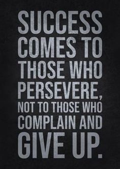 a quote that says success comes to those who perseve not to those who complain and give up