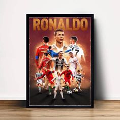 a framed poster of ronaldo and his team