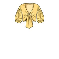 a yellow blouse with a bow on the front and sleeves, drawn in pencil by hand