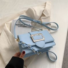 Welcome To Kukombo Official Store! Trendy Square Flap Bag For School, Trendy School Bag With Chain Strap, Chic Blue Shoulder Bag For School, Trendy Crossbody Flap Bag, Trendy Crossbody Satchel With Chain Strap, Chic Blue Bag With Hasp Closure, Trendy Crossbody Flap Bag With Chain Strap, Rectangular School Bag With Chain Strap, Trendy Crossbody Box Bag With Chain Strap