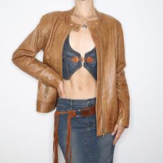 Brown Leather Moto Jacket (M-L) Light Brown Leather Jacket, Brown Jacket Outfit, Brown Leather Jacket Outfit, Plus Size Business Attire, Racer Motorcycle, Cafe Racer Jacket, Jacket Fits, Cafe Racer Motorcycle, Leather Jacket Outfits