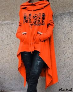 Color: orange, Size: L Dutch Outfits, Halloween Mode, Orange Sweatshirt, Street Punk, Halloween Long Sleeve, Halloween Orange, Halloween Hoodie, Loose Outfit, Halloween Fashion