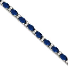 Diamond & Oval Cut Sapphire Tennis Bracelet 14k White Gold 9.25ct - CBB146 Wide Band Diamond Rings, Sapphire Tennis Bracelet, Textured Bracelet, Birthstone Gems, Buying Gold, Diamond Tennis Bracelet, Blue Sapphire Diamond, White Gold Bracelet, Gold Diamond Jewelry