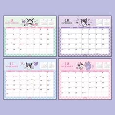 four calendars with different animals on them