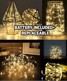 some lights that have been placed in a jar and are being used as decorative decorations