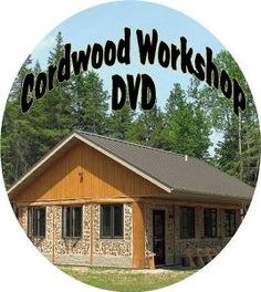 the logo for woodworking workshop dvd shows a log cabin with stonework on it