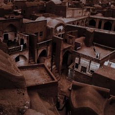 an aerial view of a village in the desert