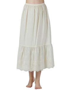 PRICES MAY VARY. ★ 100% ORGANIC COTTON - SOFT & ANTI STATIC & BREATHABLE & COOL FEELING. ★ COMFORTABLE ELASTIC WAIST BAND – 5 types of waist size cover US (4-20W), It’ll not tighten your waist. Length is 33”. Almost fit for all people. ★ SKIRT EXTENDER Edged with Delicate Anglaise Eyelet Lace Trim- It’s the best way to add a extra length to your skirt/dress with a elegant overlook. ★ WEAR IT AS PETTICOAT – It works perfectly with both vintage 1850's pioneer dress and to lengthen you Edwardian lawn dress, wear under see through unlined dresses that gave it a little extra fullness. Or wear it as costume or role play. ★ EASY CARE - Hand wash, cold (30°C or below) water, gentle stretch and air dry is the best way for long using life. It’s normal condition that there’s 1-2cm shrink for cotton f Pioneer Dress, Skirt Extender, Pear Shaped Women, Embroidery Summer, Lawn Dress, Alencon Lace, Half Slip, Lounge Lingerie, Slip Skirt