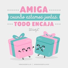 two boxes with faces on them and the words amica, cuado estmos ju