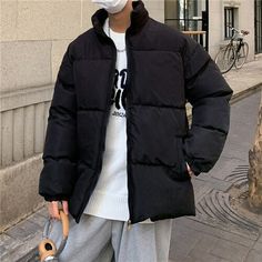 Applicable Season: Autumn And WinterFilling: CottonMaterial: Cotton,PolyesterLining Material: PolyesterPlace Of Origin: China (Mainland)Detachable Part: NONEType: LOOSECollar: STANDClosure Type: zipperSleeve Style: RegularHooded: NoPattern Type: SolidClosure Type: zipperClothing Length: RegularWeight: 650 gGender: MEN Winter Cotton Puffer Jacket With Pockets, Casual Solid Cotton Puffer Jacket, Winter Cotton Solid Color Puffer Jacket, Solid Cotton Puffer Outerwear, Solid Cotton Puffer Jacket For Winter, Casual Cotton Puffer Jacket For Winter, Long Sleeve Cotton Puffer Jacket For Cold Weather, Cotton Long Sleeve Puffer Jacket For Cold Weather, Cotton Outerwear For Winter Streetwear