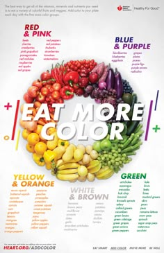 Color Infographic, Cucumber Diet, Color Fields, Healthy Heart, Colorful Fruit, School Lunches, Clean Eats, 100 Calories