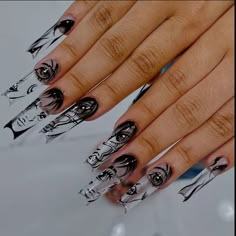 Brand New Handmade Comes With Instructions And Pro Nail Tips For Long Lasting Nails And Recommendations From Me :) ***All Orders Are Made To Order So Please Allow 7-10 Days Before Shipping*** Fake Nails Black, Anime Nail Art, Anime Nail, Press On Nails Almond, Horror Comic, Water Color Nails, Black Japanese, Anime Nails, Nagel Tips