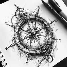 Nautical Tattoo Design Pack Marine Compass Tattoo, Cool Ocean Tattoos, Nautical Tattoo Design, Nautical Themed Tattoos, Pirate Themed Tattoos, Ship Wheel Tattoo, Henna Painting, Compass Tattoo Men