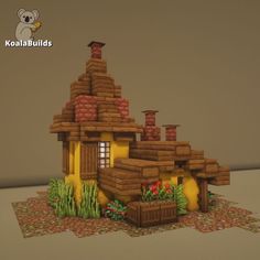 a small house made out of bricks and wood